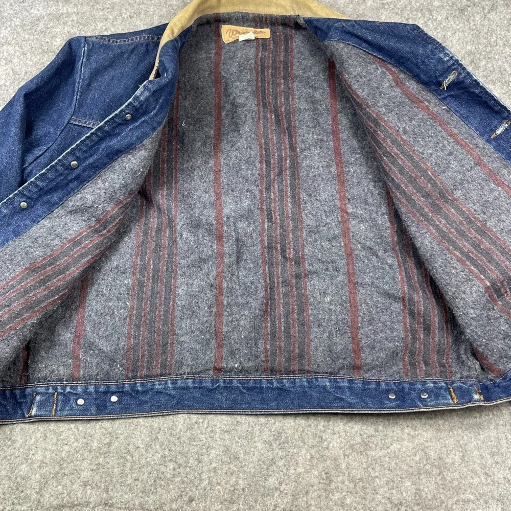 Vintage Wrangler Western Blanket Lined Denim Jacket Men Size 44 Made in USA 80s